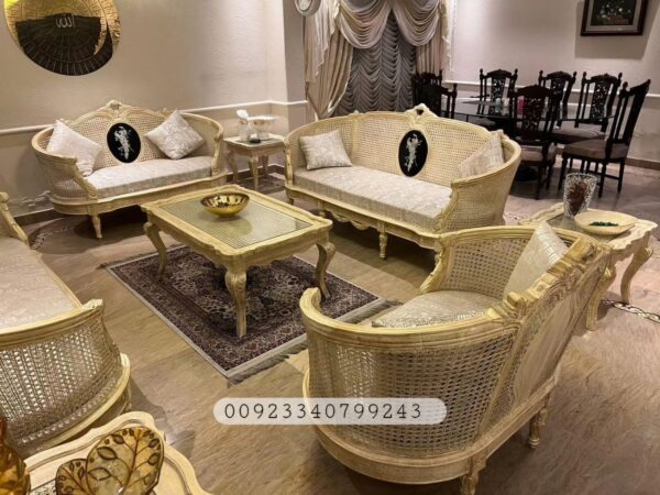 cane with mother of pearl sofaset by jj furniture chiniot;