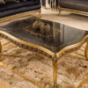 Black & Gold Ornate Sofa Design – Luxury Velvet Royal Sofa for Elegant Living Rooms