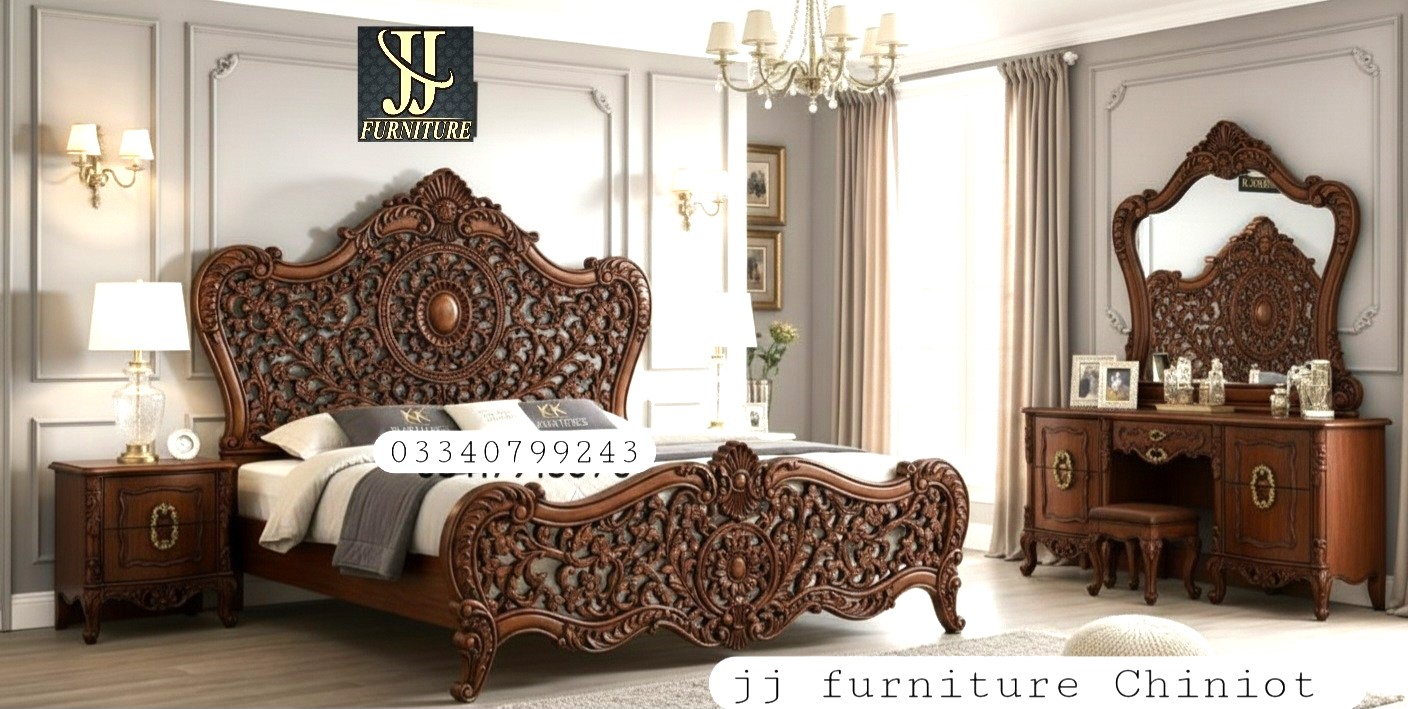 Chinioti Carving Bed Set by JJ Furniture Chiniot
