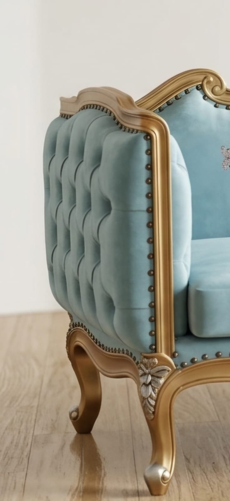 Luxury Velvet Sofa | Handcrafted Royal Wooden Couch - Image 4