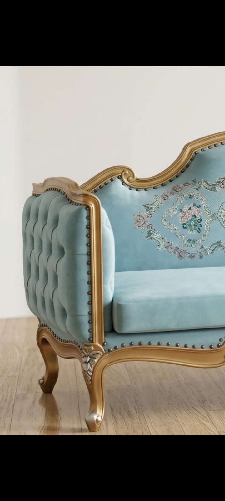 Luxury Velvet Sofa | Handcrafted Royal Wooden Couch - Image 2