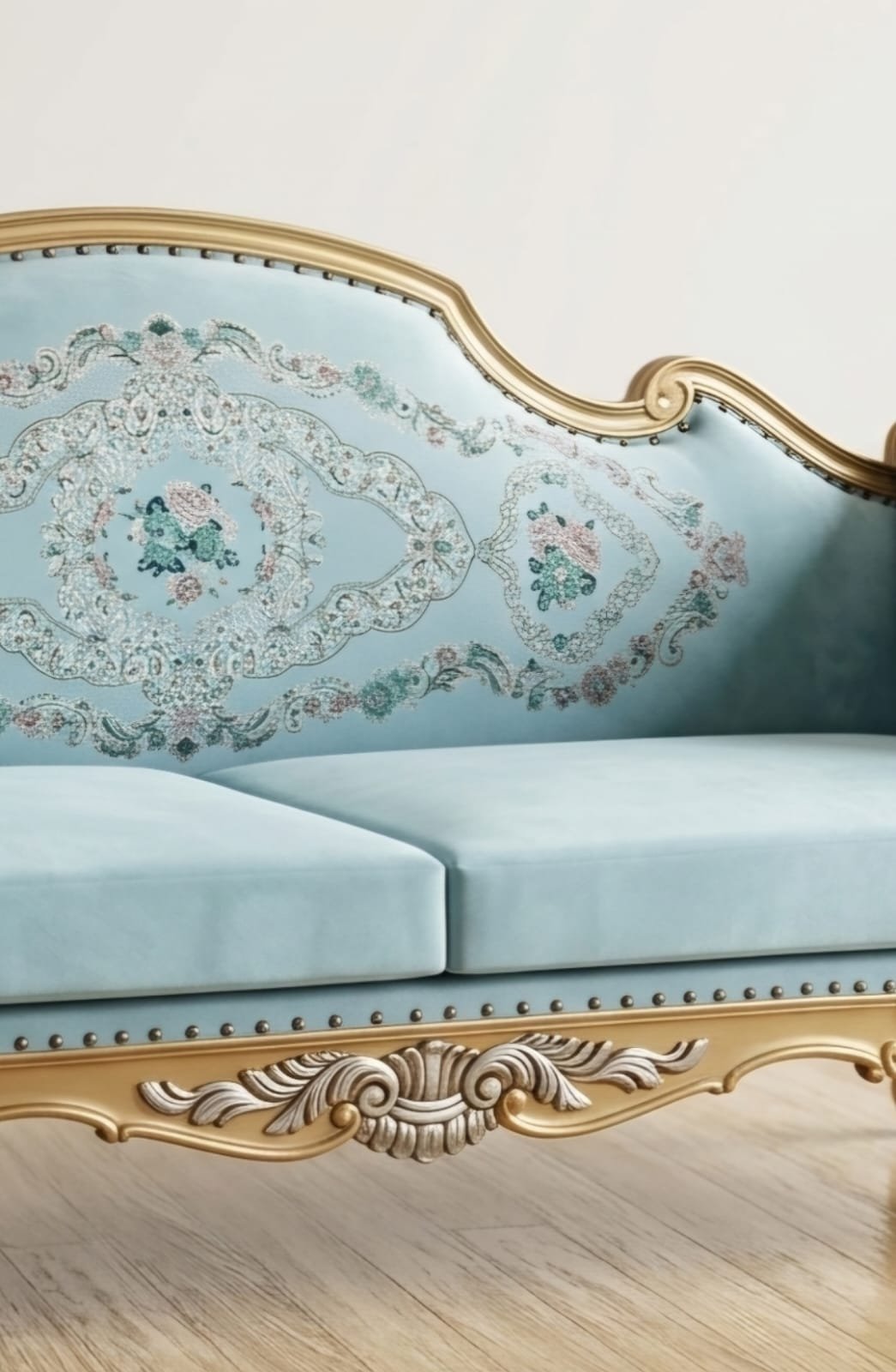 Luxury Velvet Sofa | Handcrafted Royal Wooden Couch - Image 3
