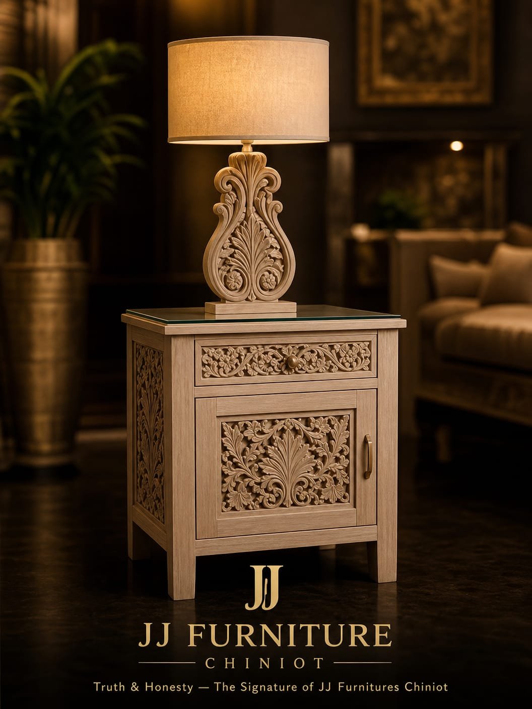 Luxury JJ Chinioti Bed Set – King Size Handmade Wooden Bed - Image 3