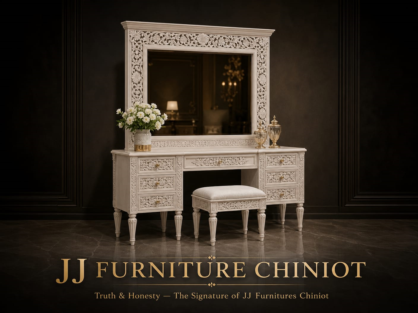 Royal jj Bed Set by JJ Furniture Chiniot – Premium Handmade Wooden Bedroom Furniture - Image 3