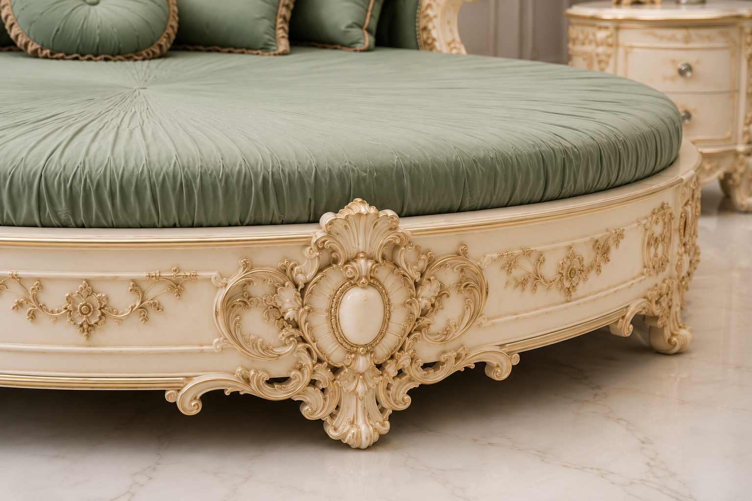 Luxury Royal Round Bed Set in Solid Sheesham Wood | JJ Furniture Chiniot - Image 4
