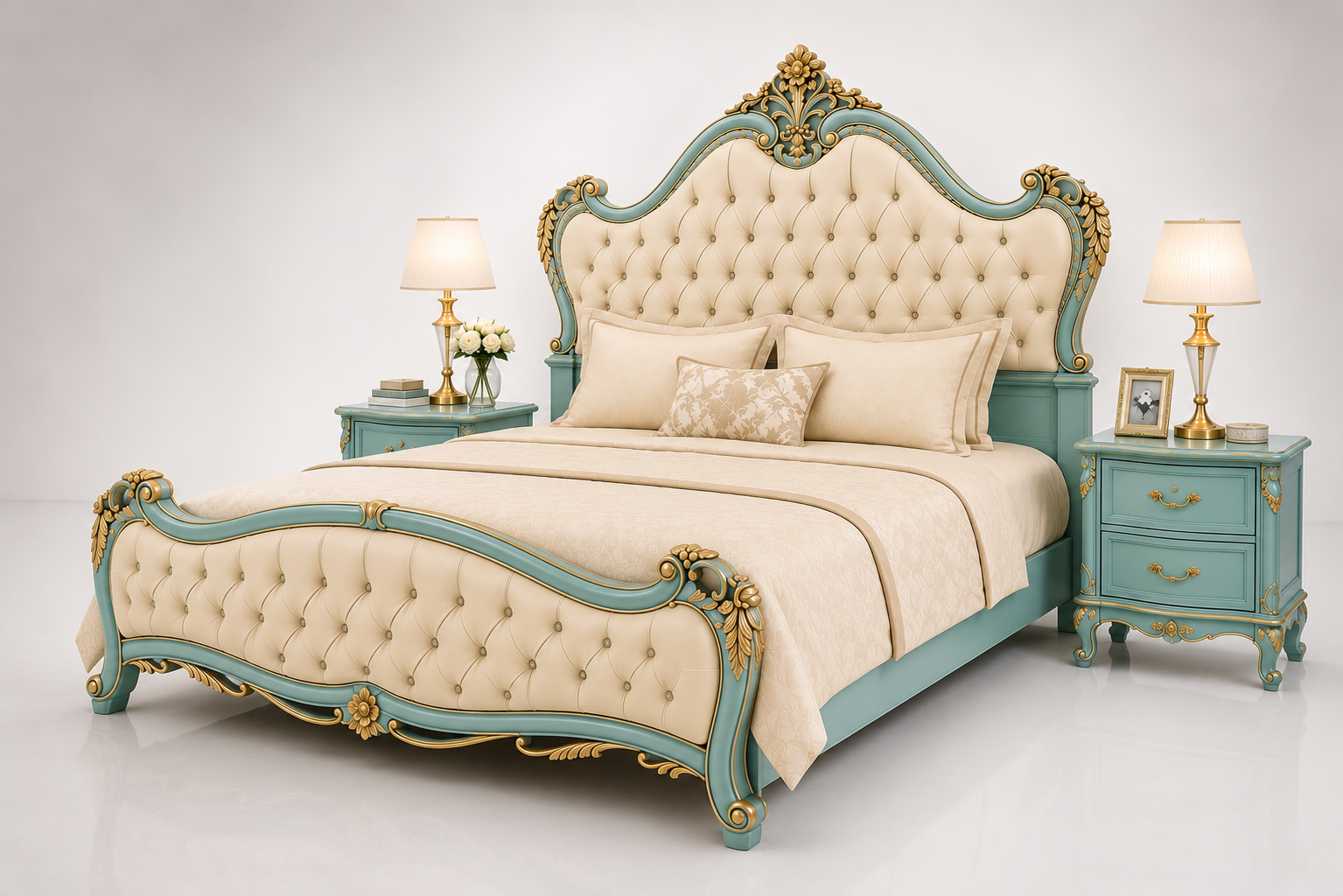 Royal Tiffany Blue Luxury Chinioti Bed Set - Image 2
