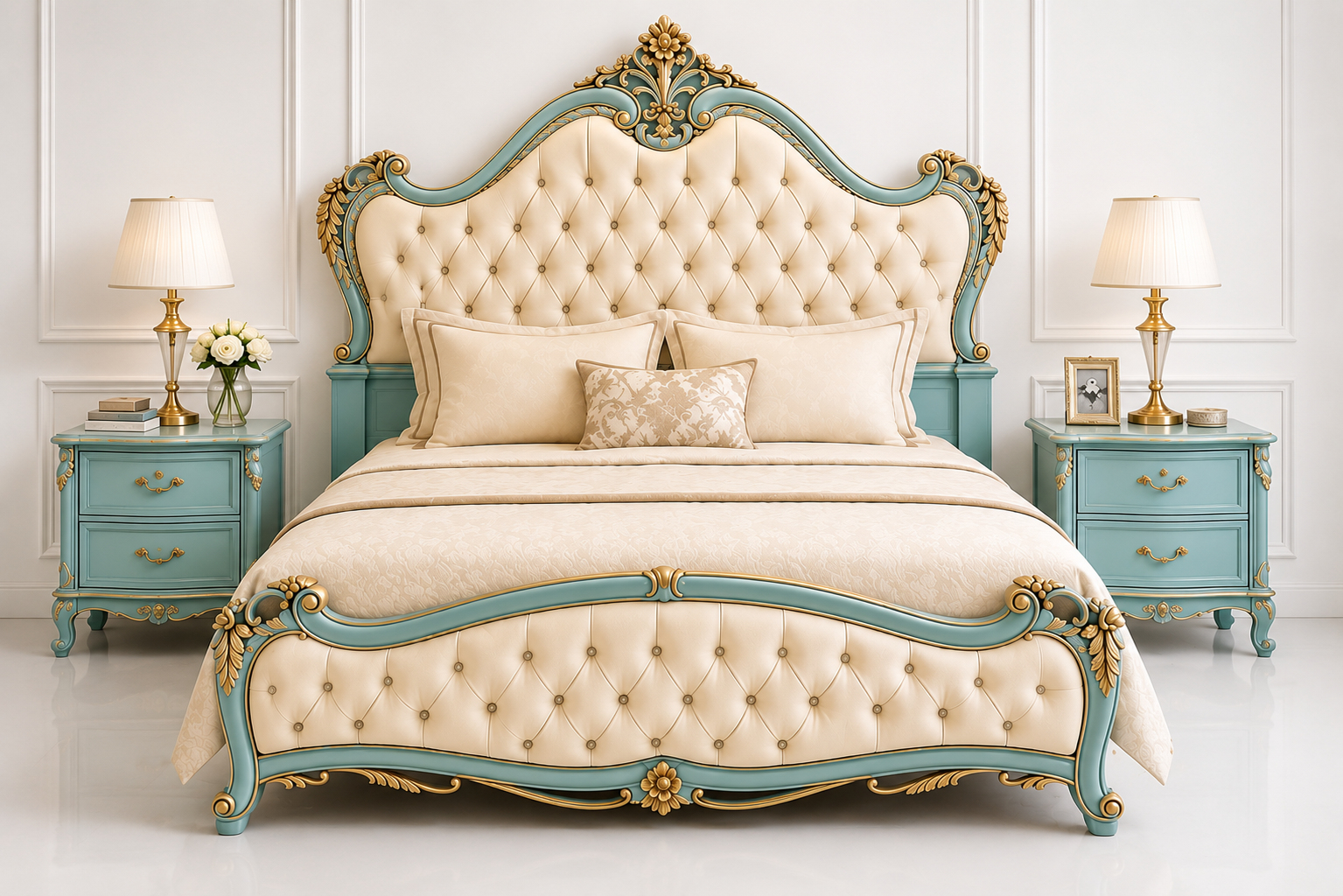 Royal Tiffany Blue Luxury Chinioti Bed Set