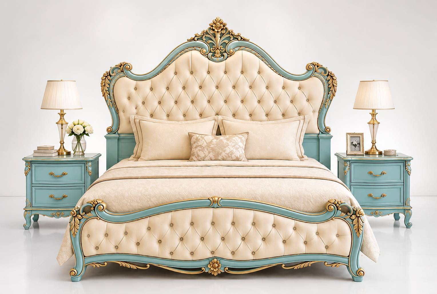 Royal Tiffany Blue Luxury Chinioti Bed Set - Image 3